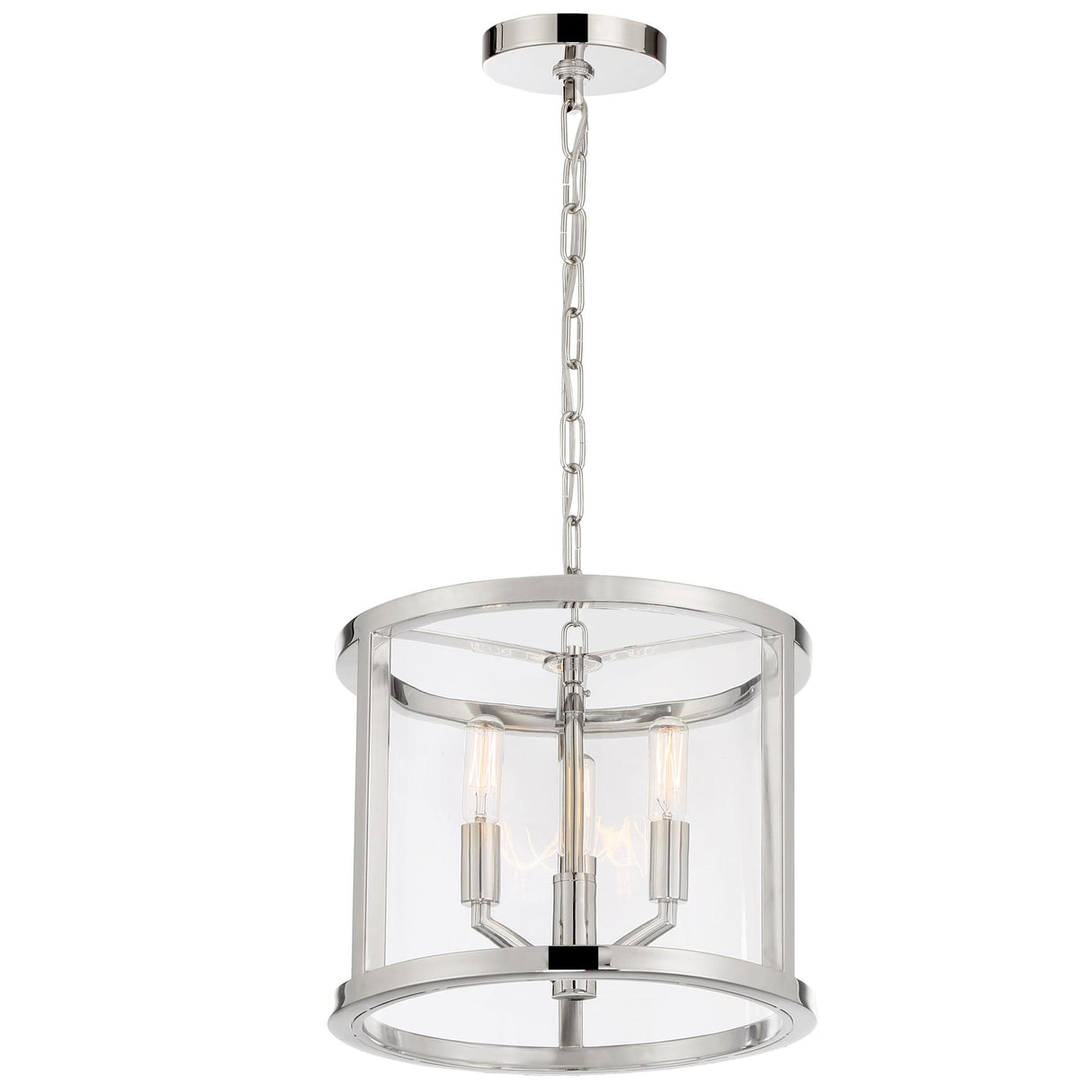 Crystorama Libby Langdon Devon 3 Light Polished Nickel Lantern Chandelier