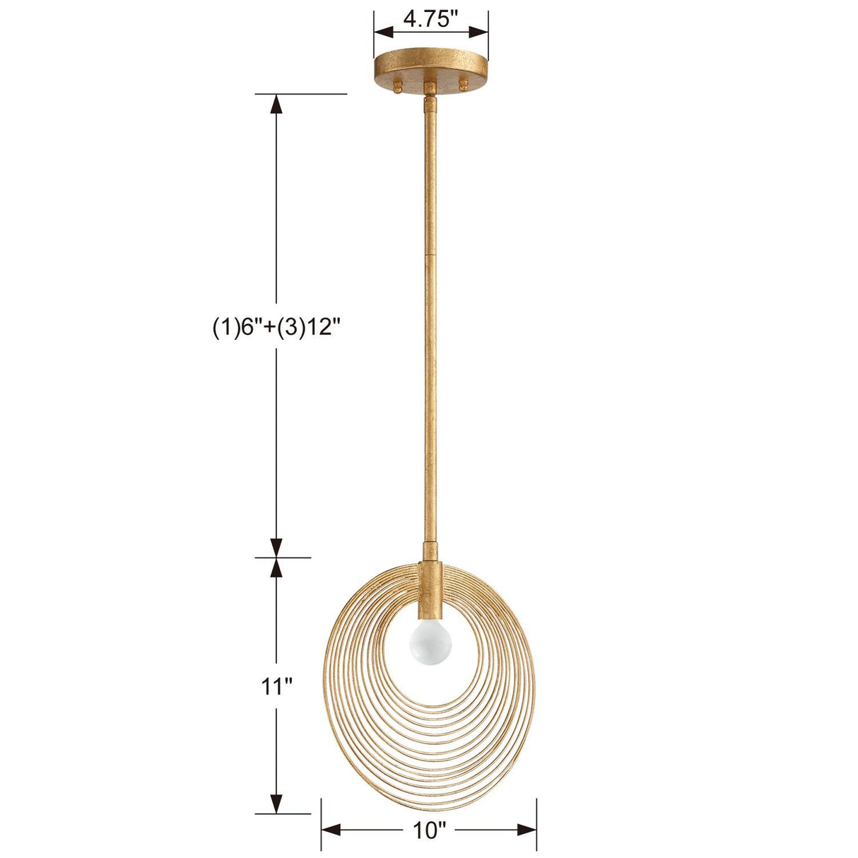 Crystorama Doral 1 Light Renaissance Gold Mini Pendant
