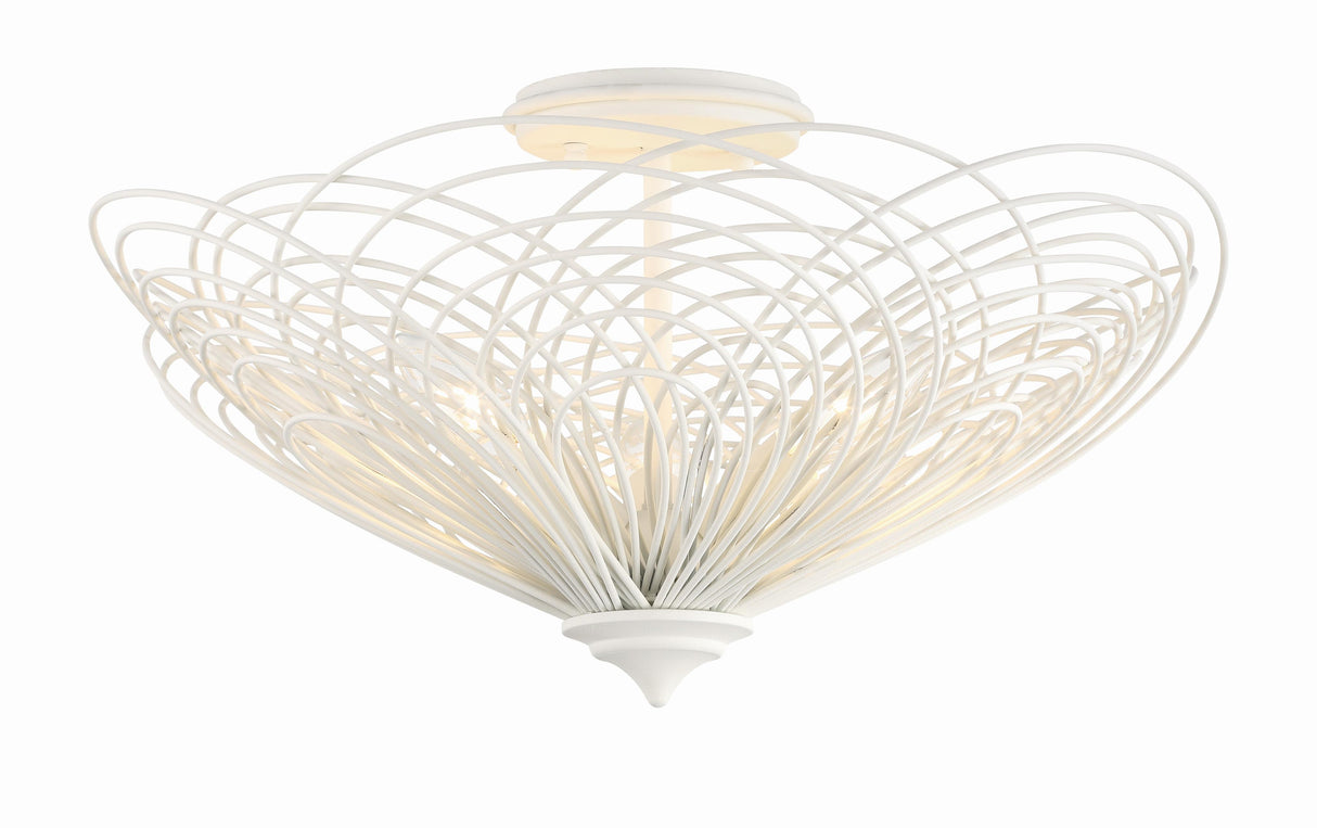Crystorama Doral 3 Light Matte White Semi Flush Mount