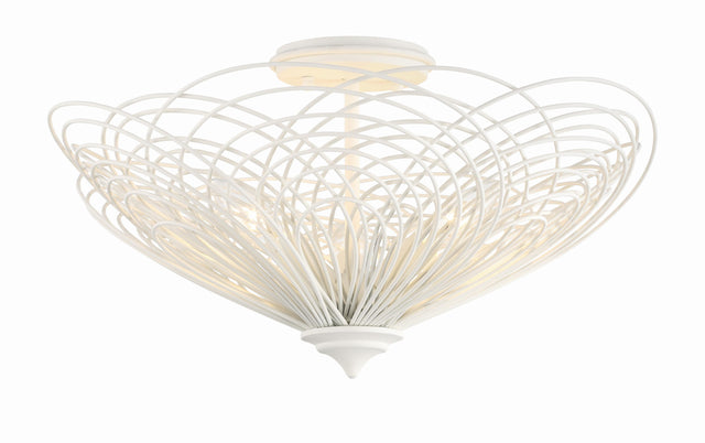 Crystorama Doral 3 Light Matte White Semi Flush Mount