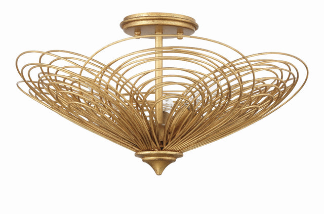 Crystorama Doral 3 Light Renaissance Gold Semi Flush Mount