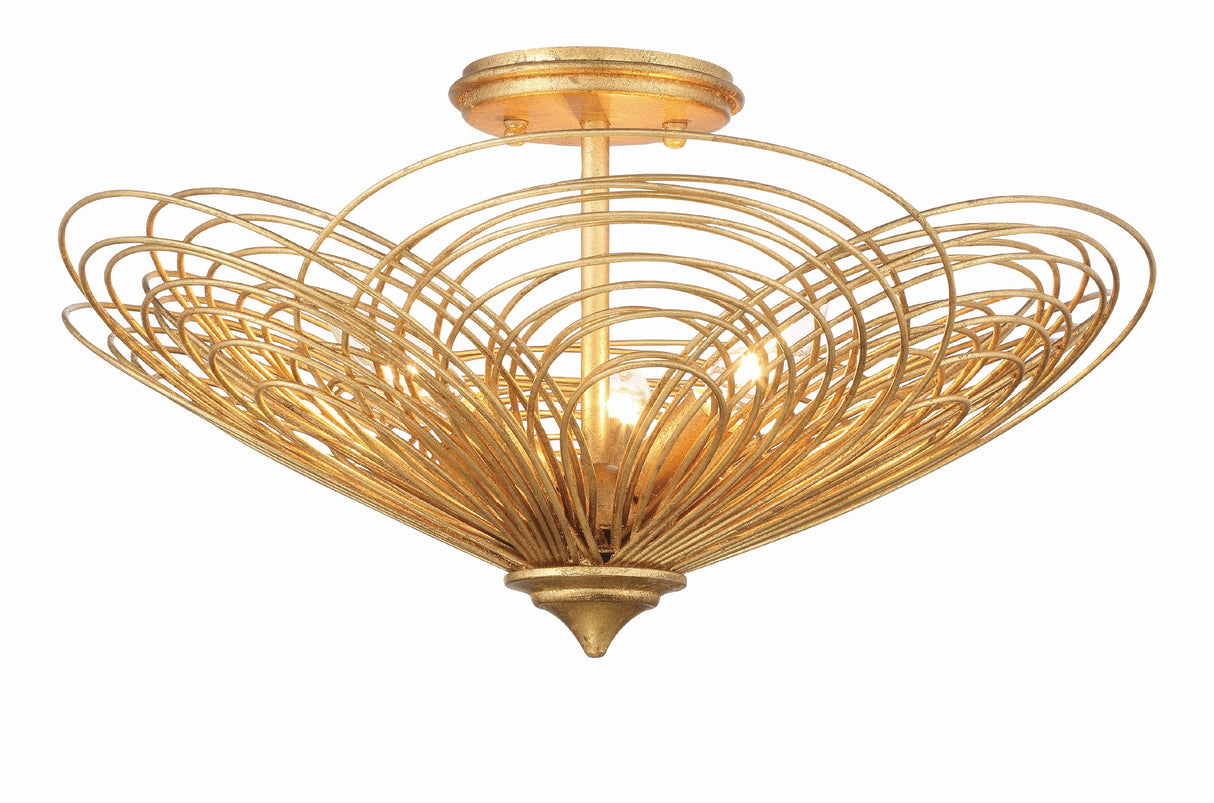 Crystorama Doral 3 Light Renaissance Gold Semi Flush Mount