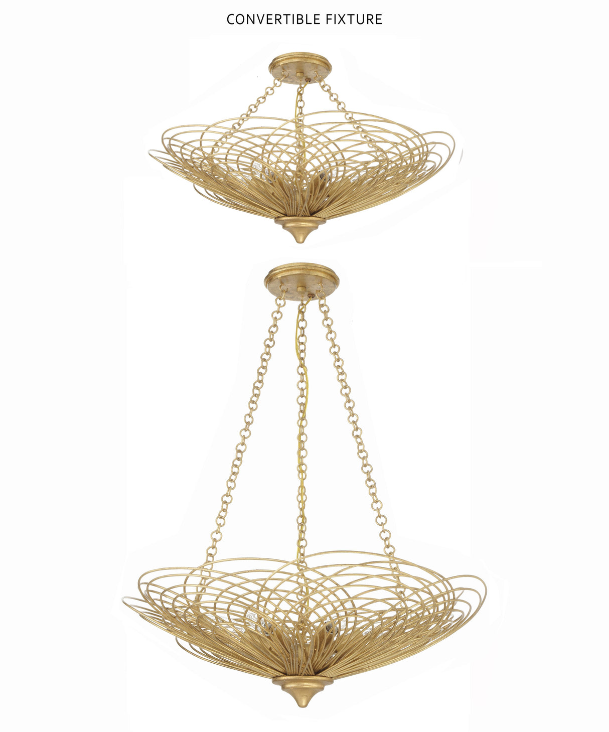 Crystorama Doral 6 Light Renaissance Gold Semi Flush Mount
