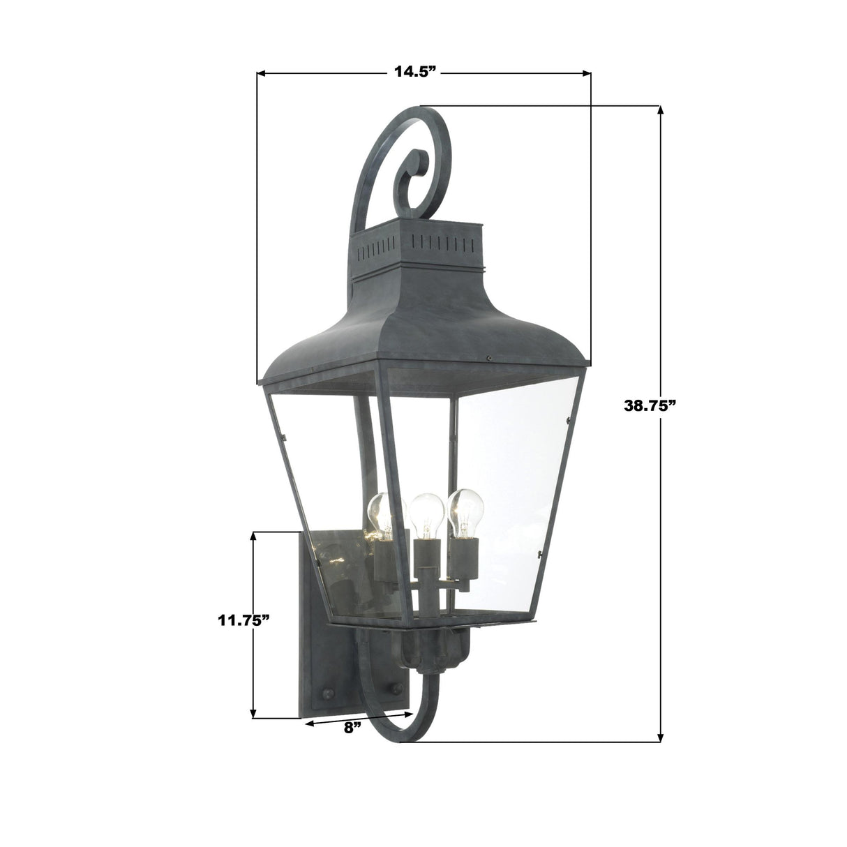 Crystorama Dumont 4 Light Graphite Outdoor Sconce