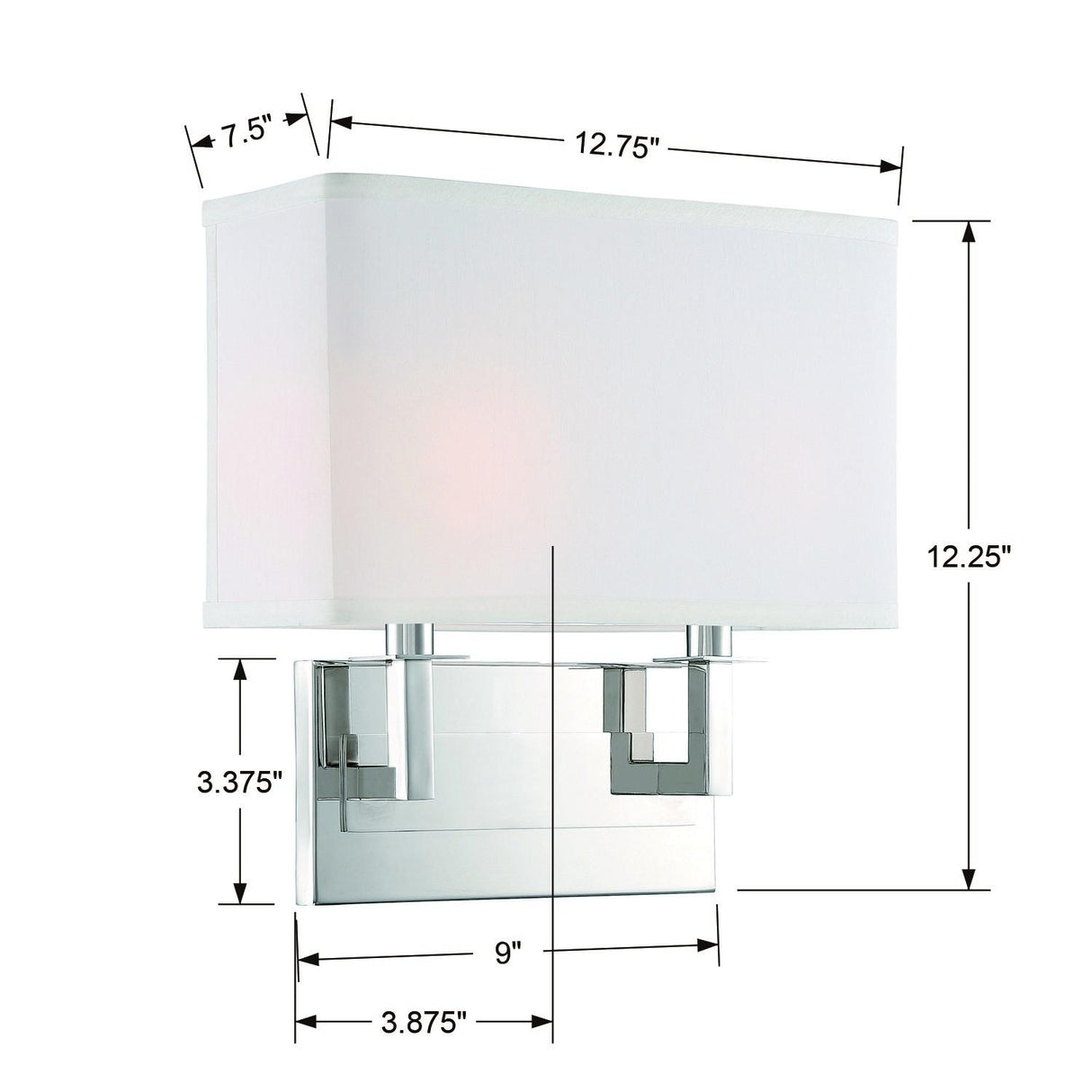 Crystorama Durham 2 Light Polished Nickel Sconce