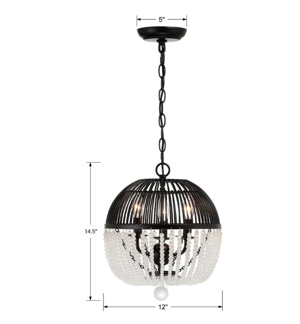 Crystorama Duval 3 Light Matte Black Pendant