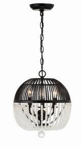 Crystorama Duval 3 Light Matte Black Pendant
