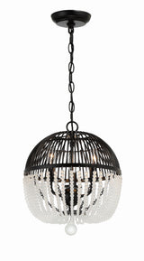 Crystorama Duval 3 Light Matte Black Pendant
