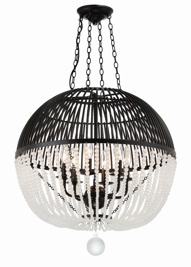 Crystorama Duval 6 Light Matte Black Pendant