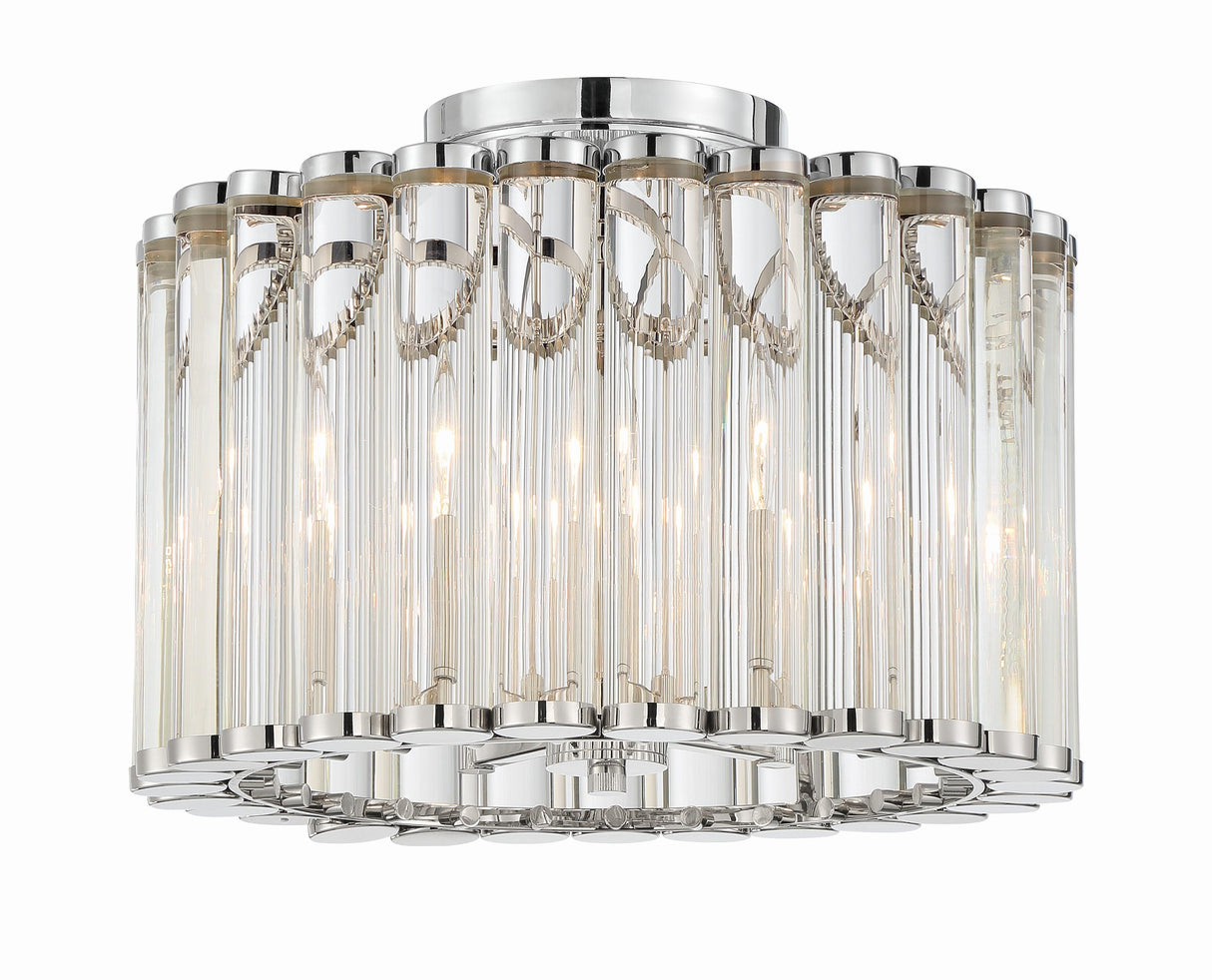Crystorama Libby Langdon Elliot 4 Light Polished Nickel Semi Flush Mount
