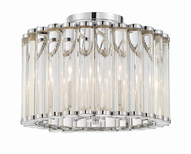Crystorama Libby Langdon Elliot 4 Light Polished Nickel Semi Flush Mount