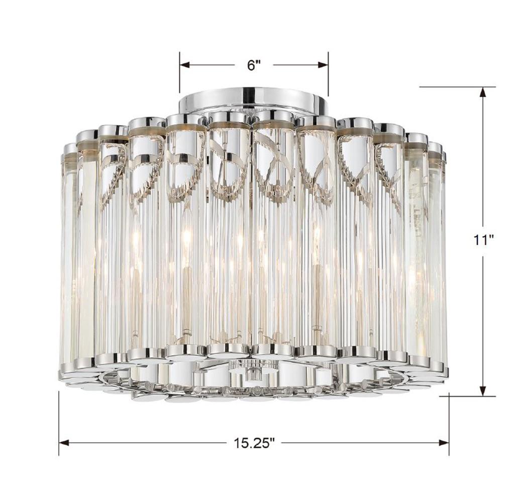 Crystorama Libby Langdon Elliot 4 Light Polished Nickel Semi Flush Mount