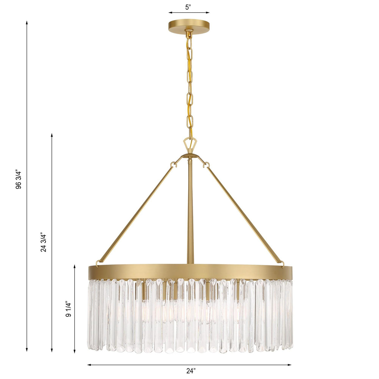 Crystorama Emory 8 Light Modern Gold Chandelier