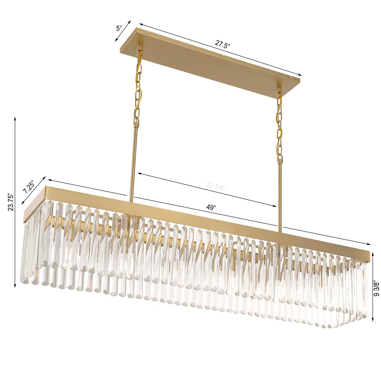 Crystorama Emory 6 Light Modern Gold Linear Chandelier
