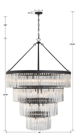 Crystorama Emory 22 Light Black Forged Chandelier