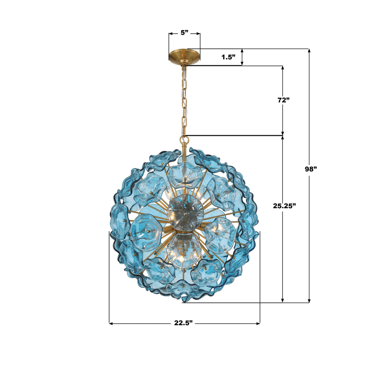 Crystorama Esme 9 Light Aged Brass Pendant
