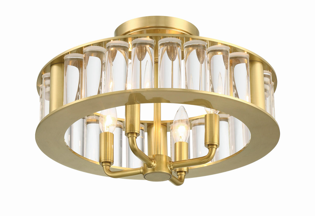 Crystorama Libby Langdon Farris 4 Light Aged Brass Semi Flush Mount