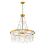 Crystorama Fiona 4 Light Antique Gold Chandelier with White Beads