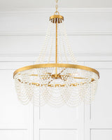 Crystorama Fiona 4 Light Antique Gold Chandelier with White Beads