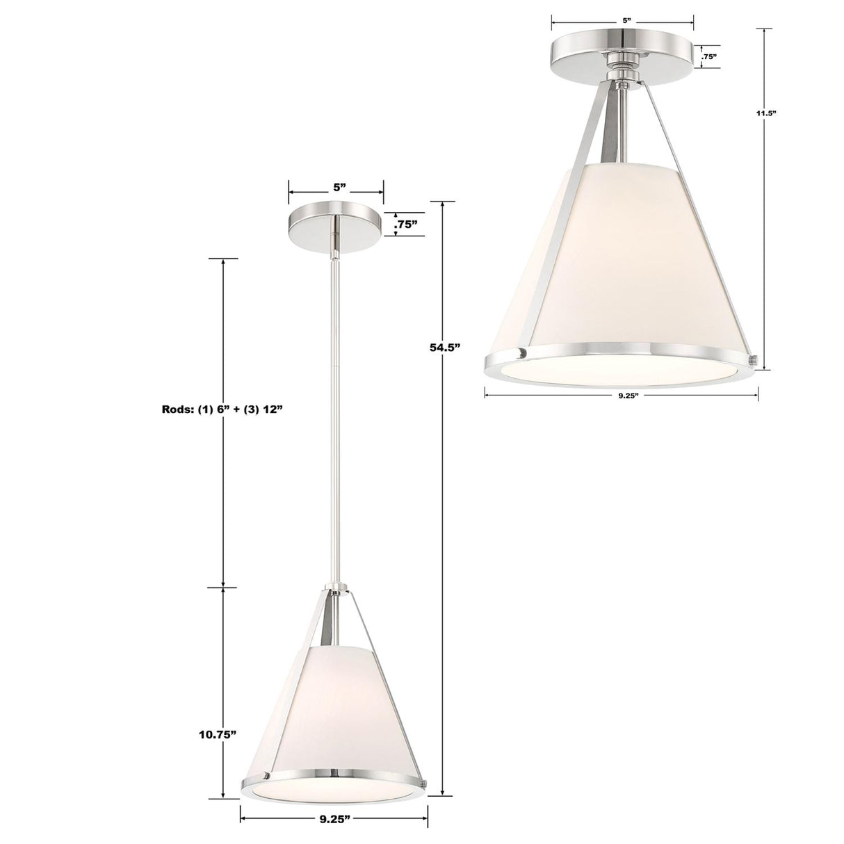 Crystorama Fulton 1 Light Polished Nickel Mini Pendant