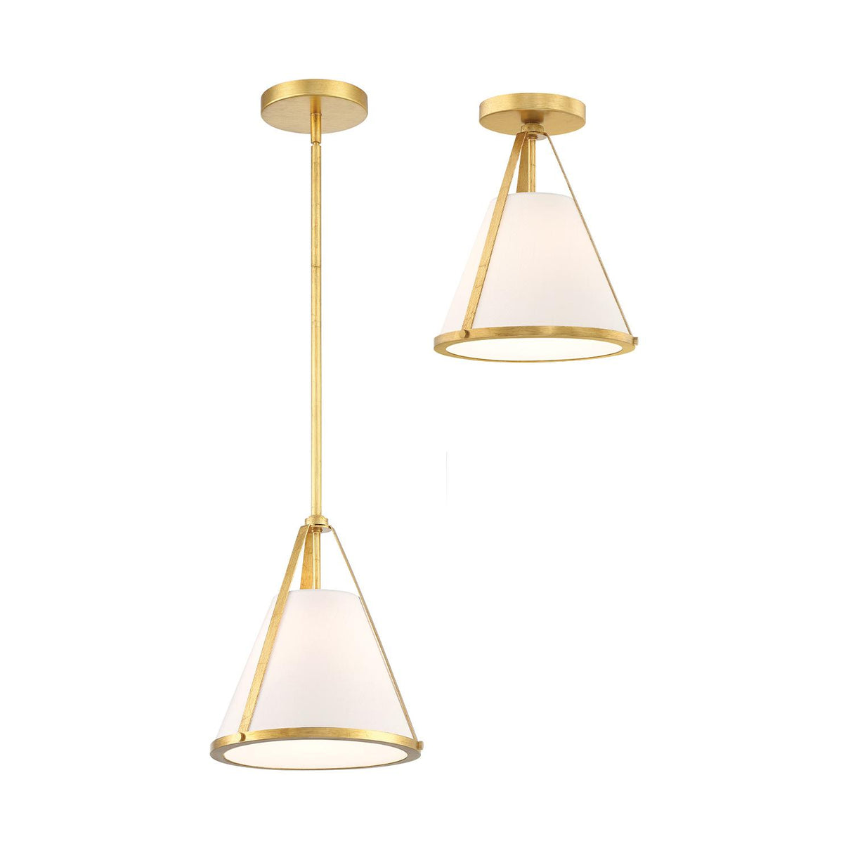 Crystorama Fulton 1 Light Antique Gold Semi Flush Mount