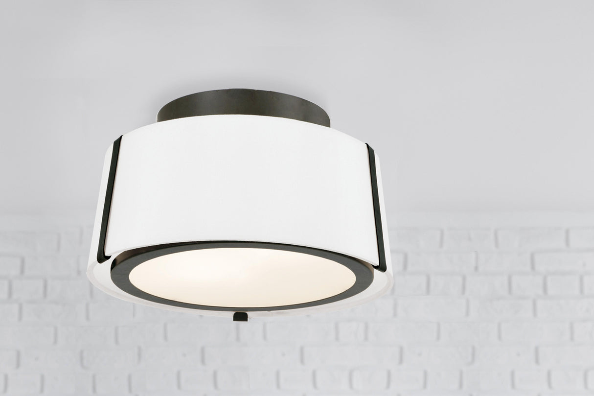 Crystorama Fulton 2 Light Matte Black Semi Flush Mount