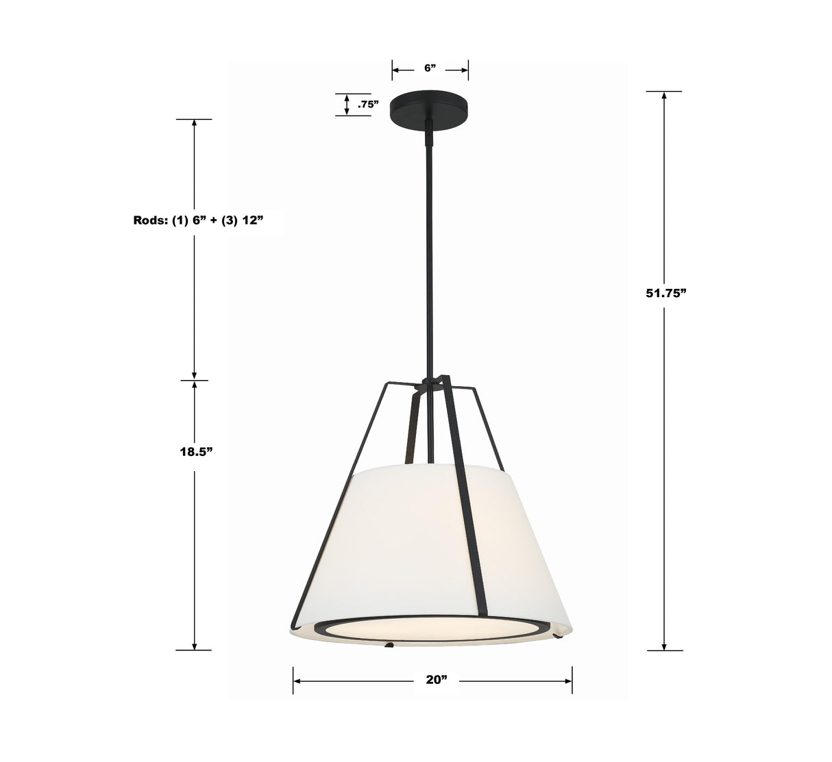 Crystorama Fulton 3 Light Black Pendant