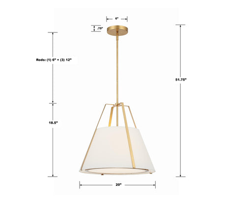 Crystorama Fulton 3 Light Antique Gold Pendant