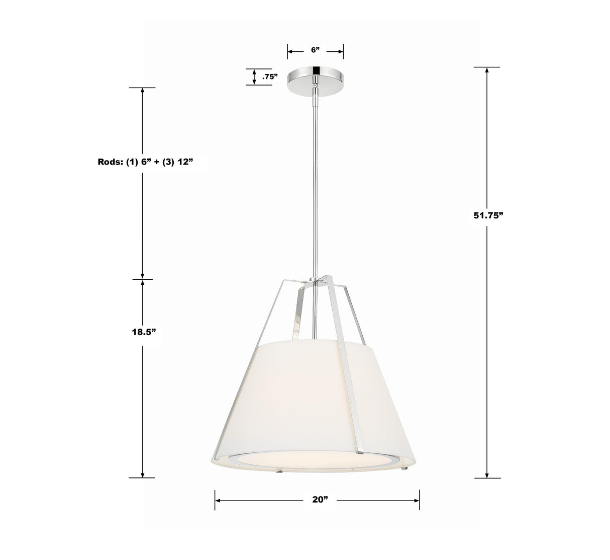 Crystorama Fulton 3 Light Polished Nickel Pendant