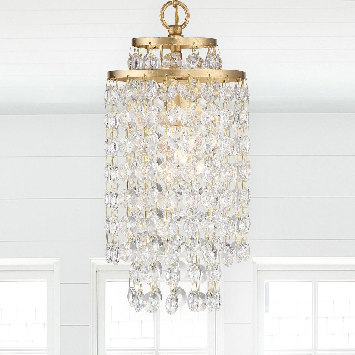 Crystorama Gabrielle 1 Light Antique Gold Mini Pendant