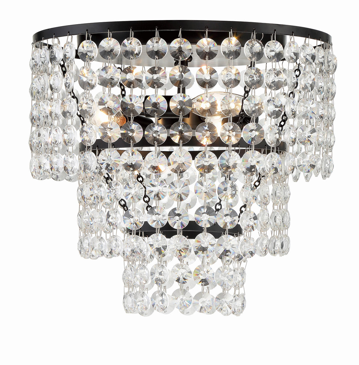 Crystorama Gabrielle 3 Light Matte Black Flush Mount