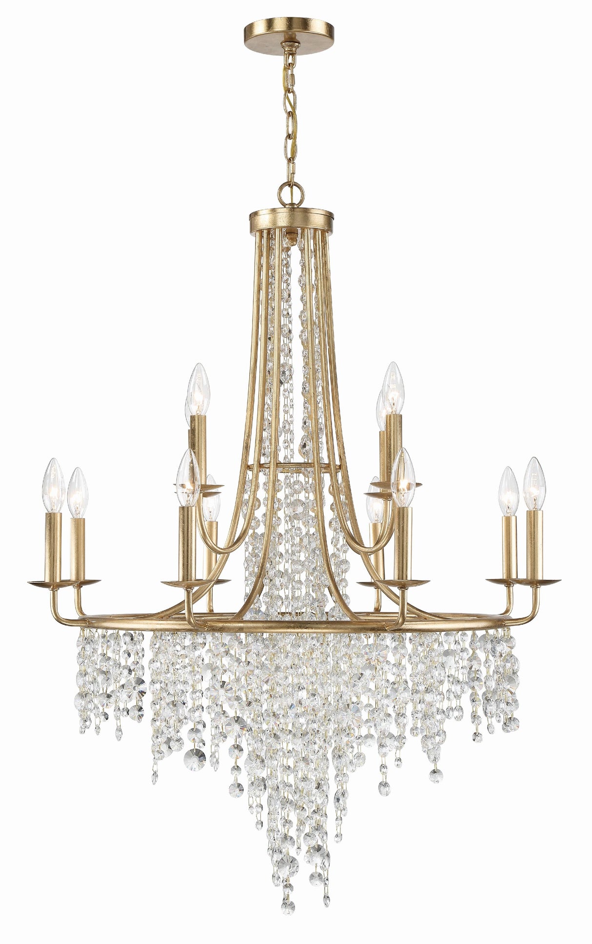 Crystorama Gabrielle 12 Light Antique Gold Chandelier