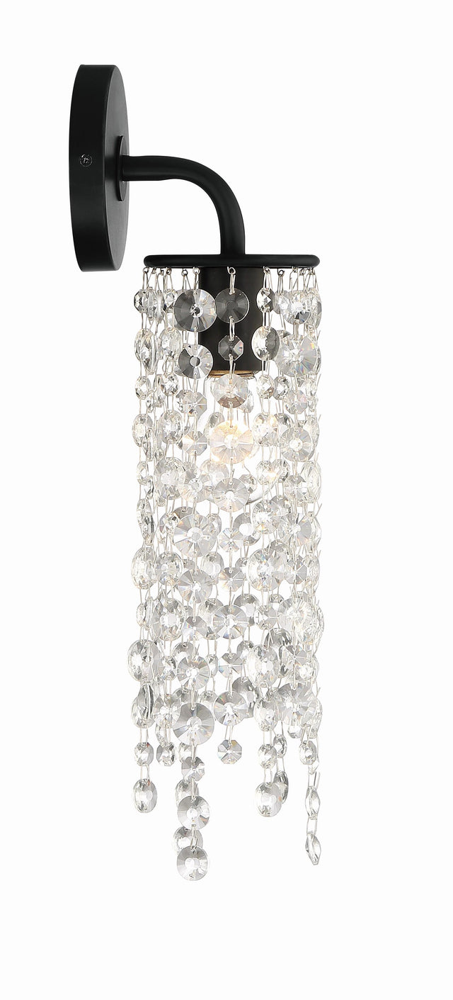 Crystorama Gabrielle 1 Light Matte Black Sconce