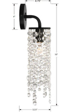 Crystorama Gabrielle 1 Light Matte Black Sconce