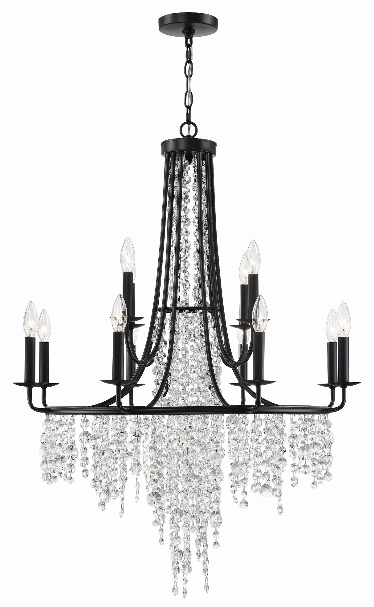 Crystorama Gabrielle 12 Light Matte Black Chandelier
