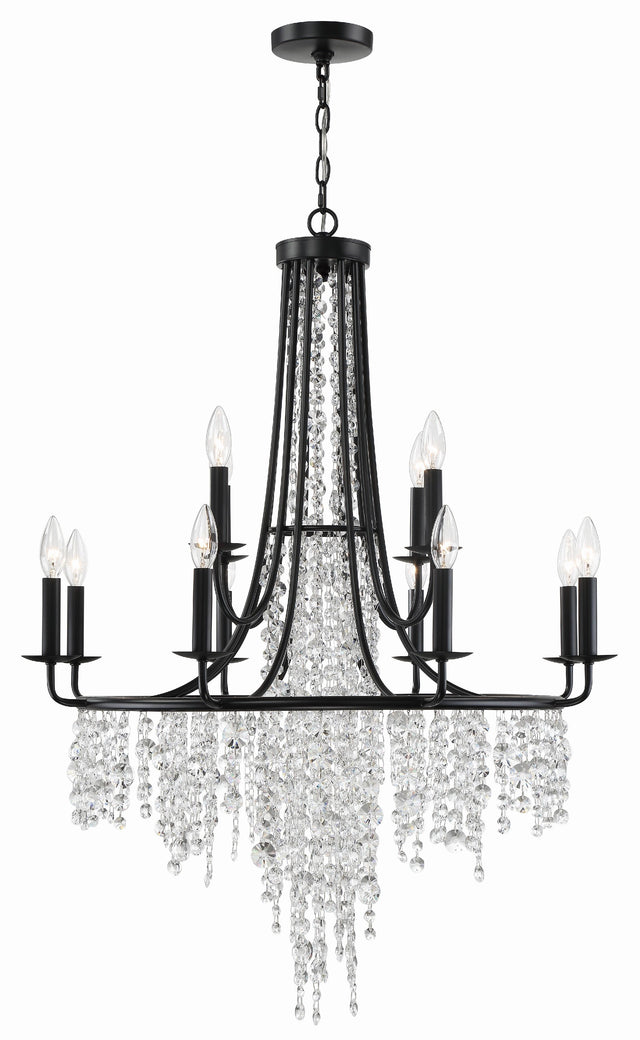Crystorama Gabrielle 12 Light Matte Black Chandelier