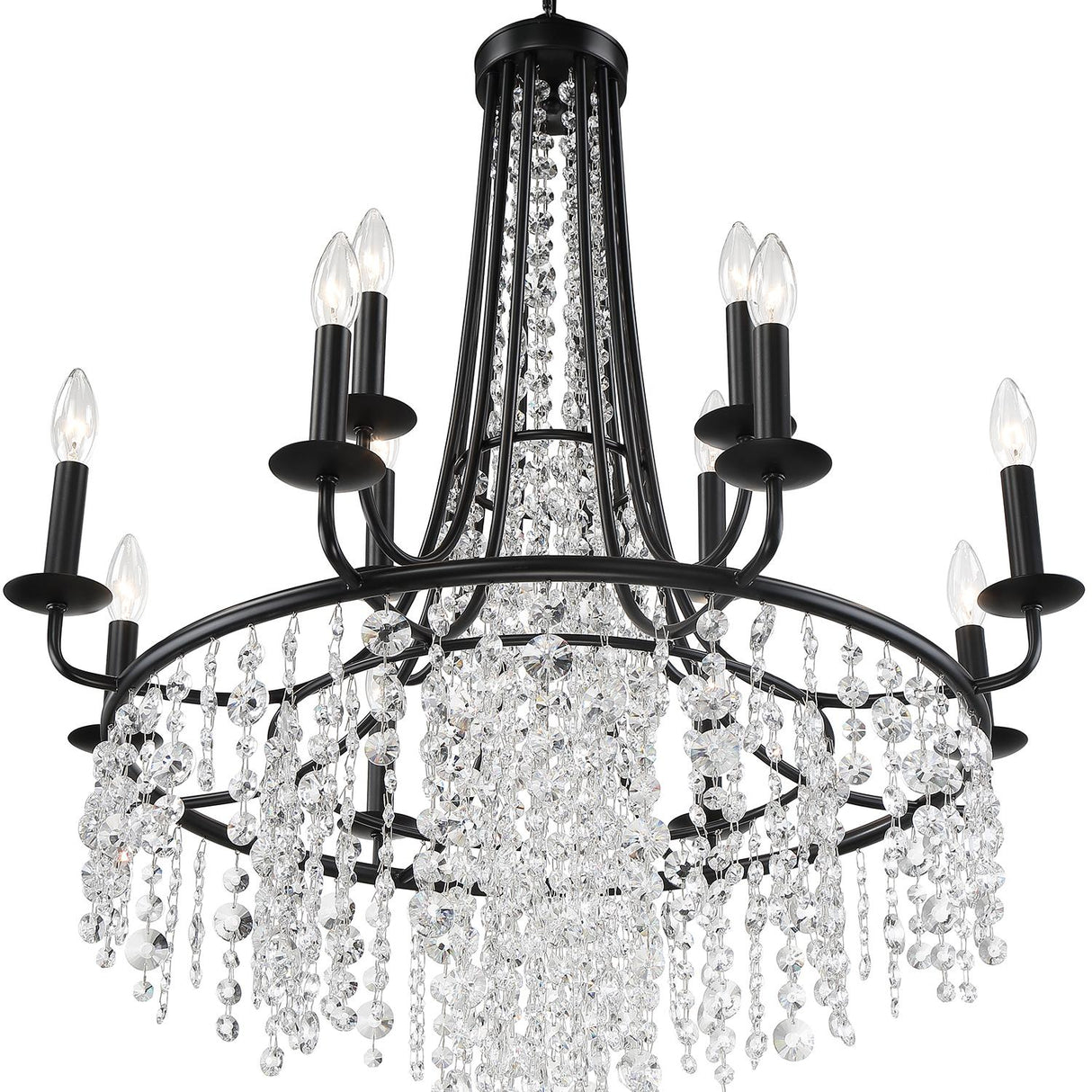 Crystorama Gabrielle 12 Light Matte Black Chandelier