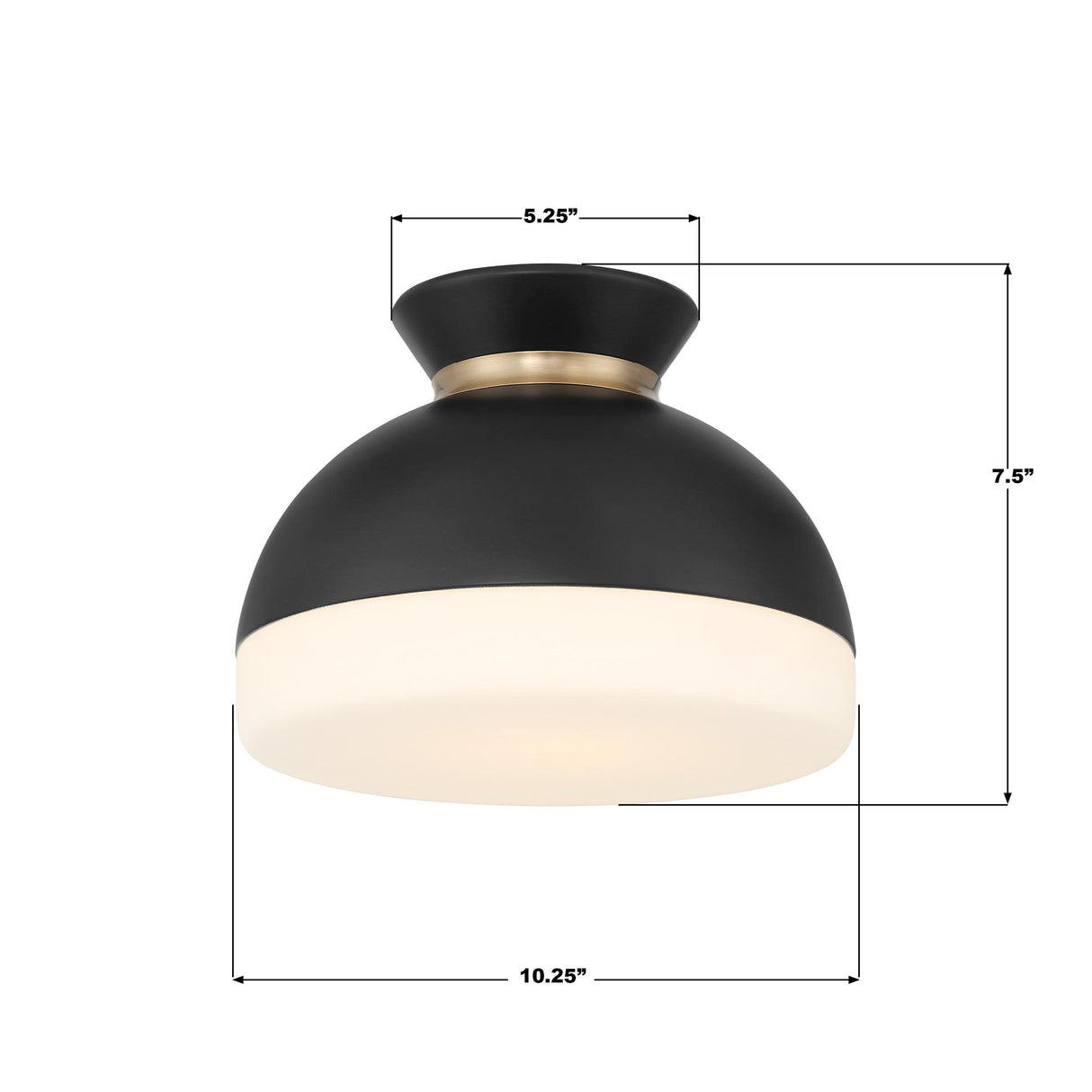 Crystorama Brian Patrick Flynn Gidget 1 Light Matte Black + Vibrant Gold Flush Mount