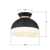 Crystorama Brian Patrick Flynn Gidget 1 Light Matte Black + Vibrant Gold Flush Mount