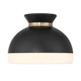 Crystorama Brian Patrick Flynn Gidget 1 Light Matte Black + Vibrant Gold Flush Mount