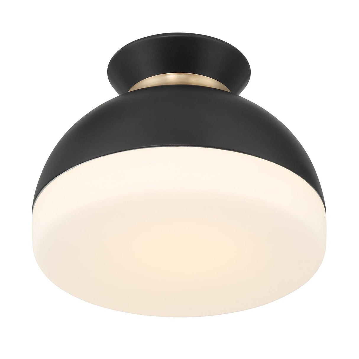 Crystorama Brian Patrick Flynn Gidget 1 Light Matte Black + Vibrant Gold Flush Mount