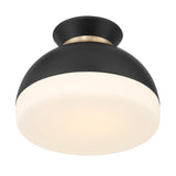 Crystorama Brian Patrick Flynn Gidget 1 Light Matte Black + Vibrant Gold Flush Mount