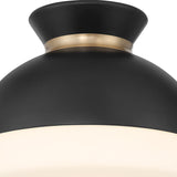 Crystorama Brian Patrick Flynn Gidget 1 Light Matte Black + Vibrant Gold Flush Mount