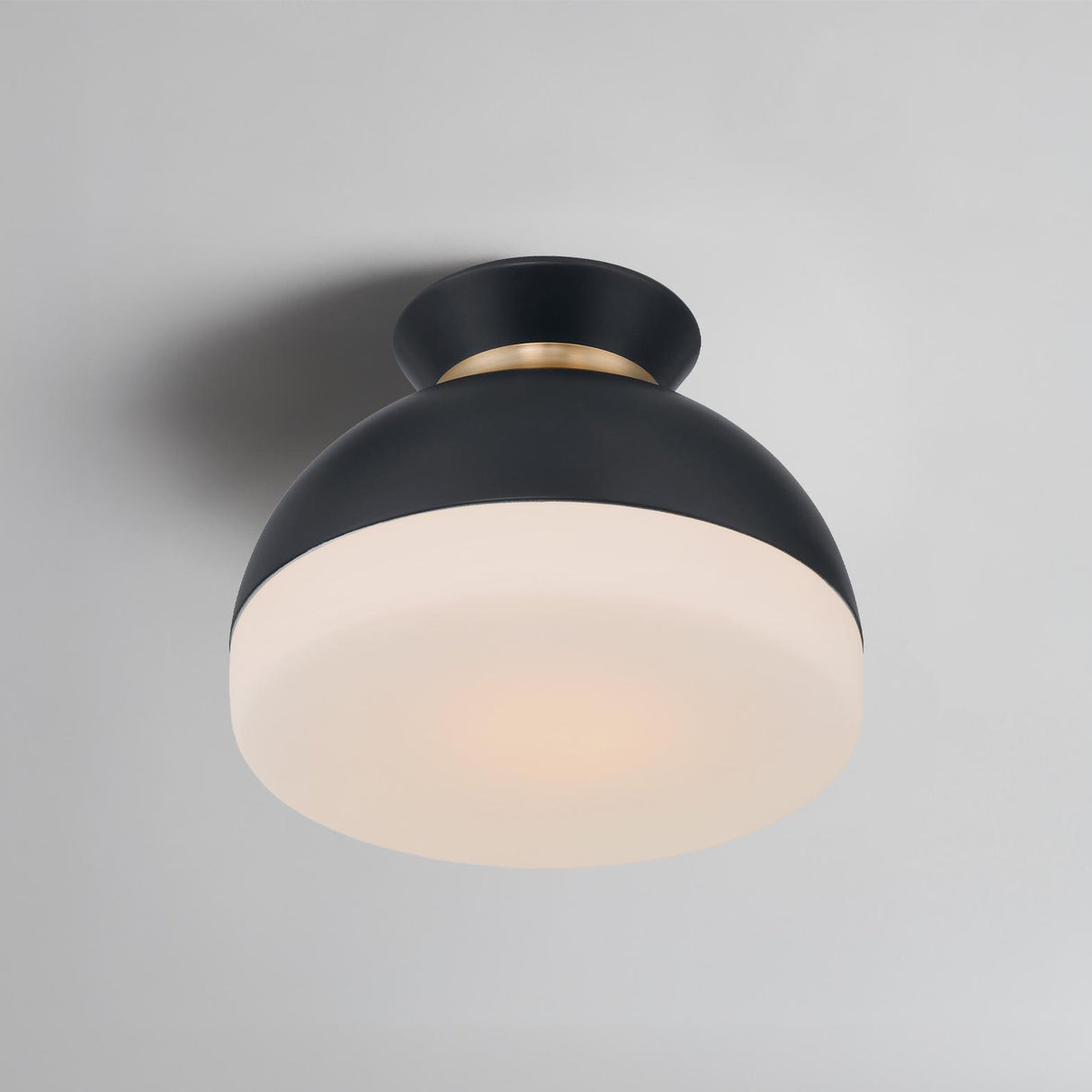 Crystorama Brian Patrick Flynn Gidget 1 Light Matte Black + Vibrant Gold Flush Mount