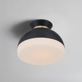 Crystorama Brian Patrick Flynn Gidget 1 Light Matte Black + Vibrant Gold Flush Mount