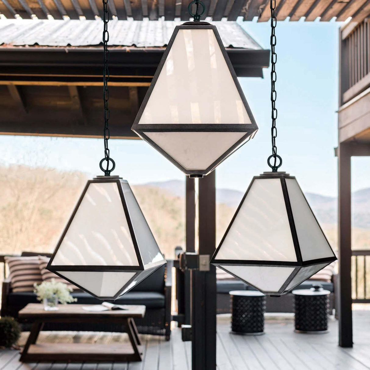 Crystorama Brian Patrick Flynn Glacier 3 Light Black Charcoal Outdoor Pendant