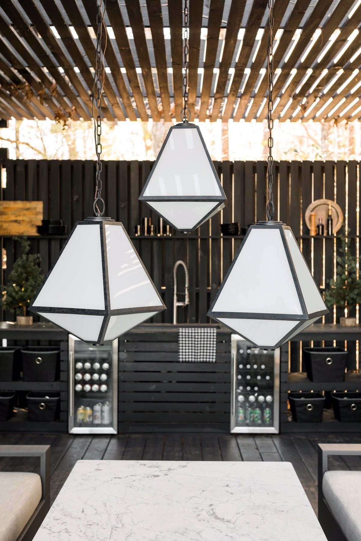 Crystorama Brian Patrick Flynn Glacier 3 Light Black Charcoal Outdoor Pendant