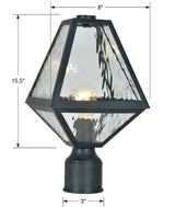 Crystorama Brian Patrick Flynn Glacier 1 Light Black Charcoal Small Outdoor Post
