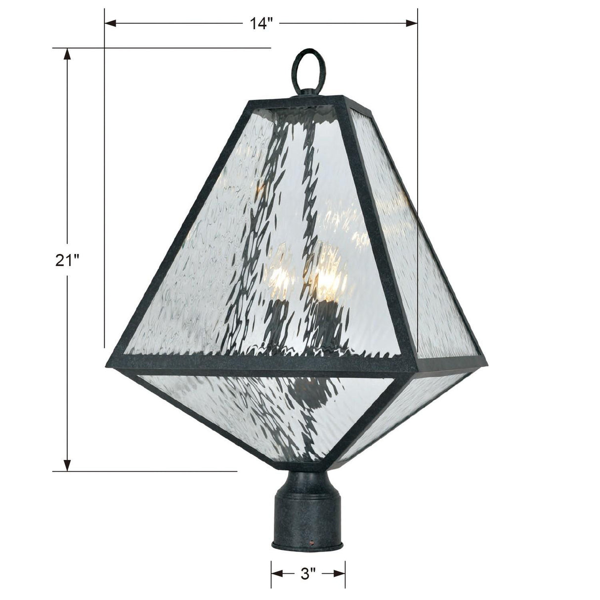 Crystorama Brian Patrick Flynn Glacier 3 Light Black Charcoal Large Outdoor Post