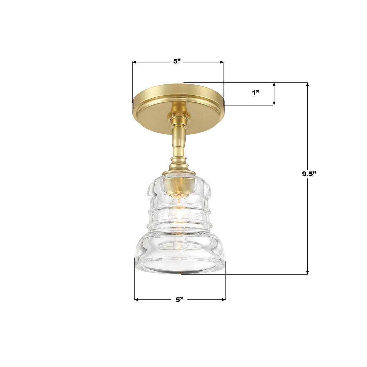 Crystorama Gregory 1 Light Aged Brass Semi Flush Mount